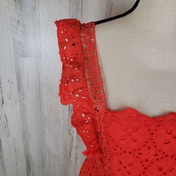 Betsey Johnson Red Eyelet Dress Sz 10 - Picture 6 of 11